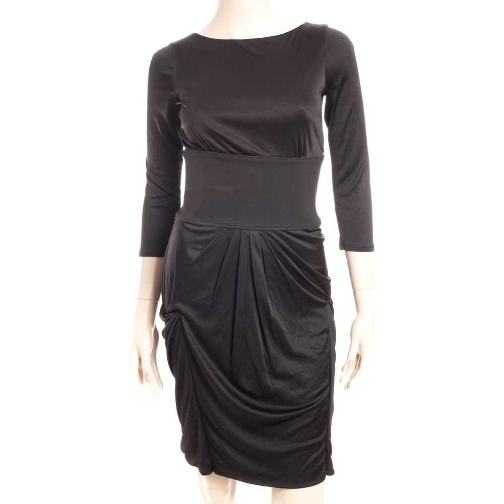 ALESSANDRO DELL'ACQUA Black Draped Cut Out Bandage Waist‎ Dress Size 40 / 4